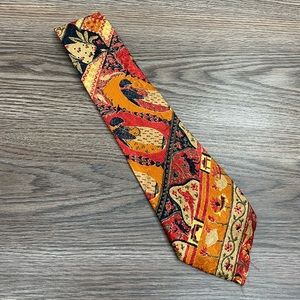 Ermenegildo Zegna Red & Gold Pattern Silk Tie